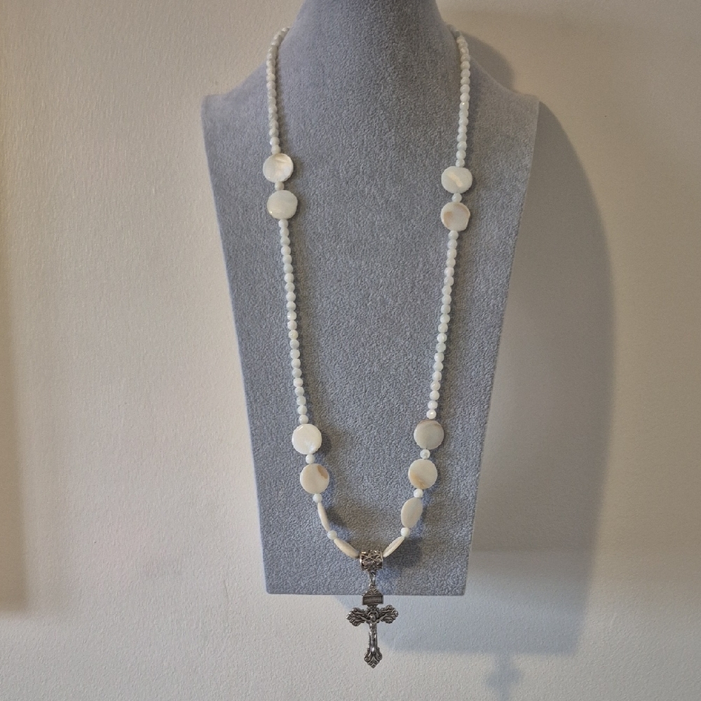 Crucifix Necklace &Braclet Mother Of Pearl